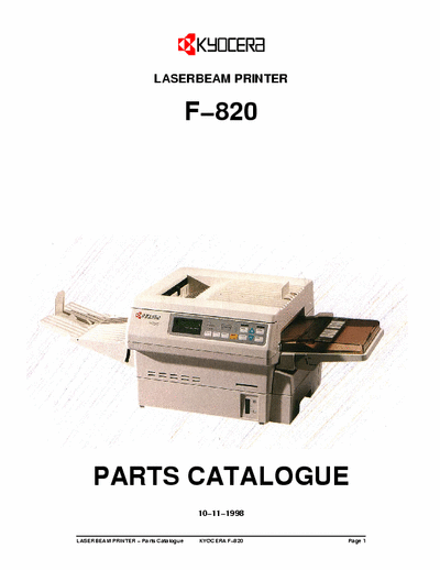 Kyocera F-820 F-820
LASERBEAM PRINTER Parts Catalogue